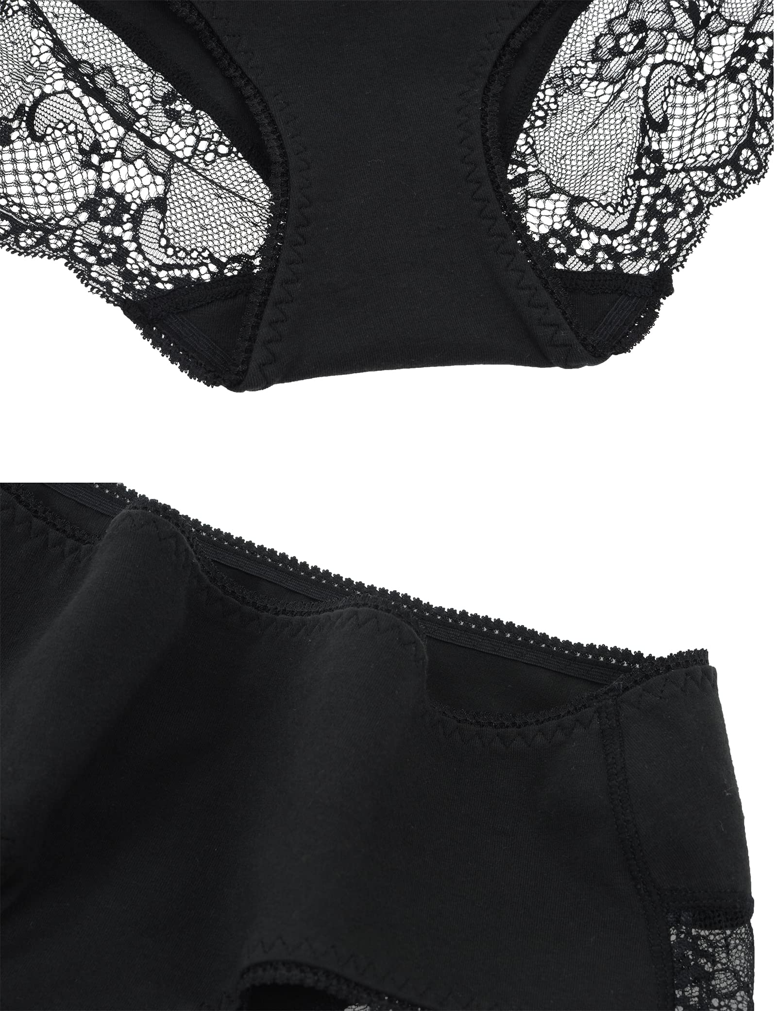 Lace Back Women's Underwear - Mid Rise Full Coverage Briefs 4 Pack (Regular & Plus Size) | Comfortable Daily Wear & Sleepwear for Ladies