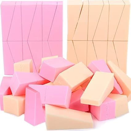 Hebezon Makeup Sponge for Powder & Foundation | Small Triangle Puff for Wet & Dry Application | Blending Sponge for Face Makeup (Pack of 2) | Perfect for Nail Art, Manicure Sealing & Professional Makeup Application