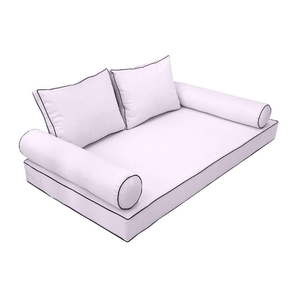Prolinemax S1 Outdoor Daybed Mattress Slipcover with Bolster Backrest & Contrast Trim - Waterproof Cushion Covers for Patio, Poolside, Garden Furniture (AD107)