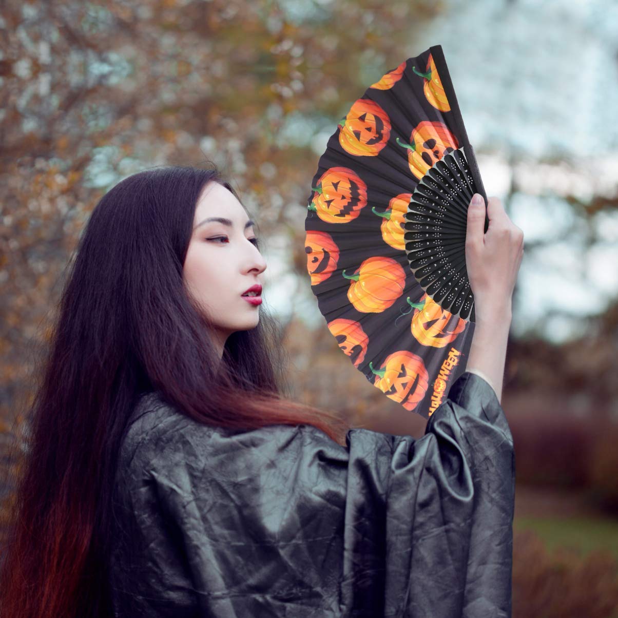 VOSAREA 3-Pack Halloween Paper Fans - Foldable Handheld Fans for Halloween Party Decorations, Costume Accessories & Unique Ornaments | Perfect for Halloween Parties, Cosplay Events & Home Decor