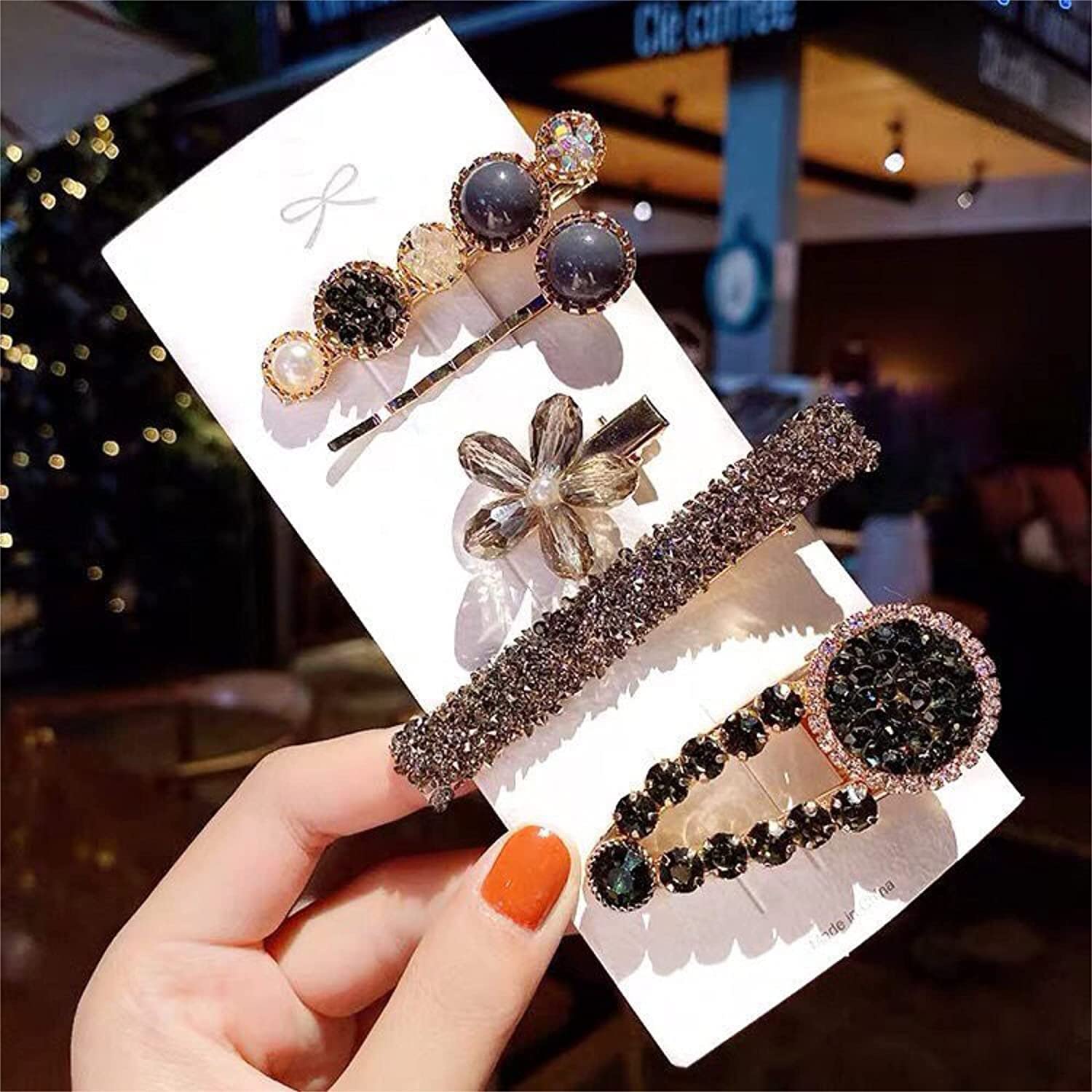 Blubby 5-Piece Starfish Hair Clips Set - Pearl & Rhinestone Korean Style Hair Accessories for Women & Girls | Perfect for Parties, Weddings, and Everyday Wear