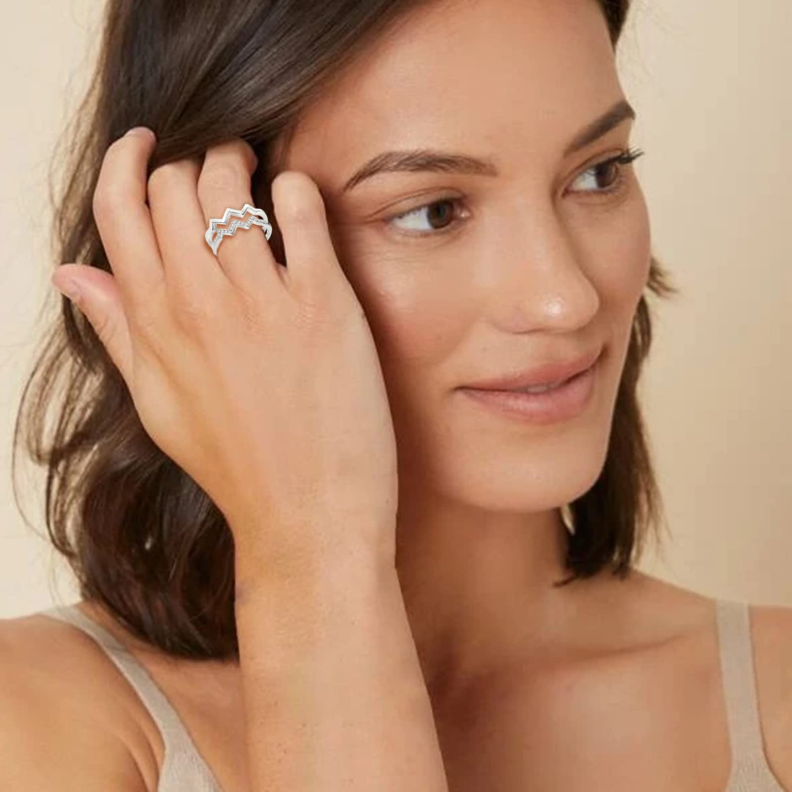 To My Daughter Ring - Highs and Lows Zircon Double Wave Mother Daughter Rings, Trendy Birthday & Valentine's Gifts 2025, Perfect for Special Occasions and Everyday Wear