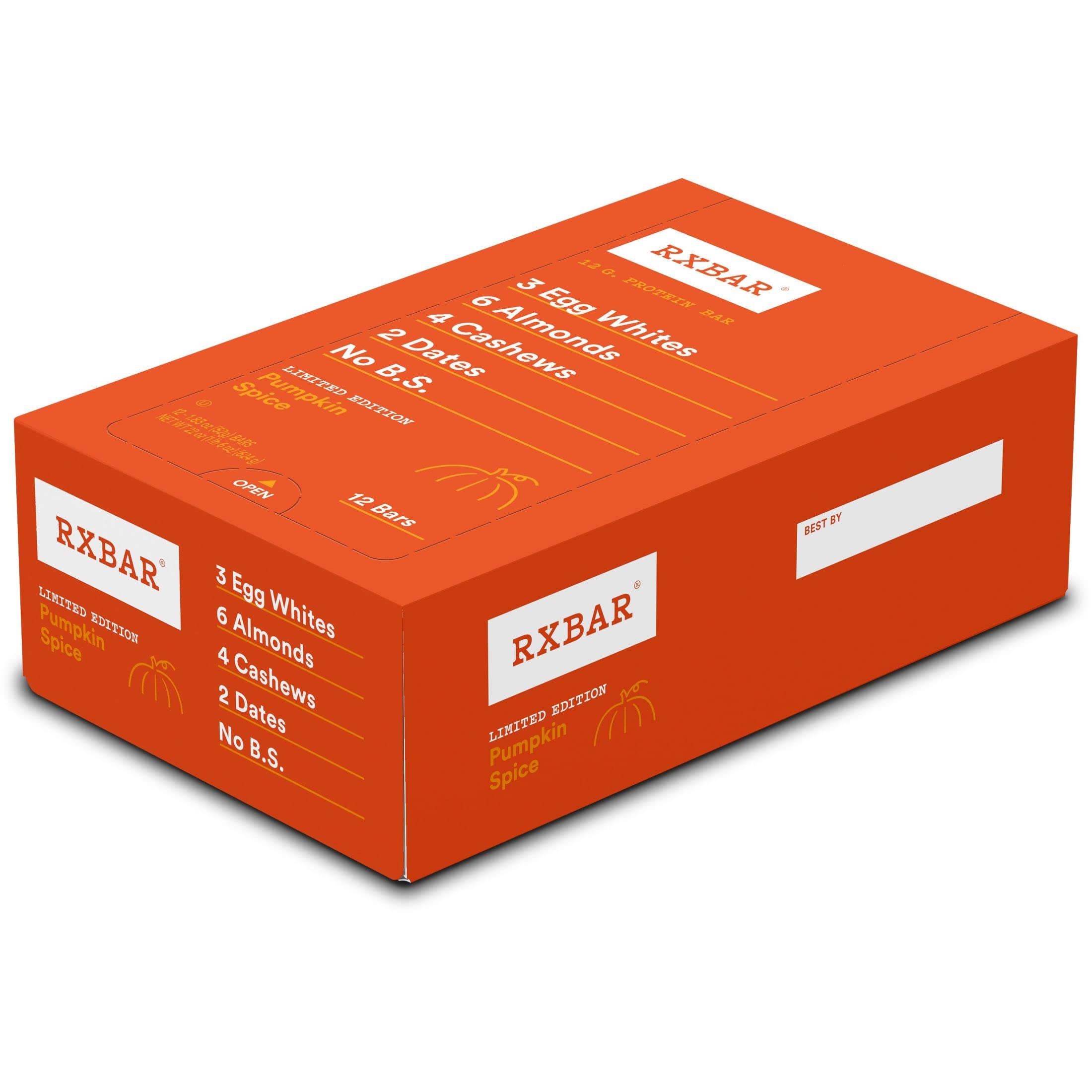 RXBAR Protein Bars - Pumpkin Spice Flavor, 12 Pack (22oz) | High Protein Snack for Workout Recovery, Healthy On-The-Go Breakfast & Office Snacks | Gluten Free, Dairy Free, No Artificial Ingredients