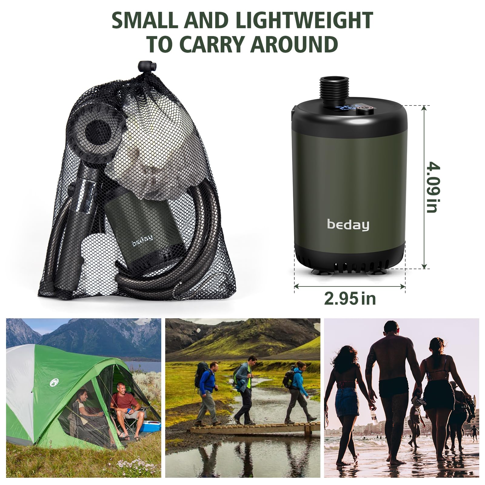 Portable Camping Shower Pump Kit - 7800mAh Rechargeable Battery with Water Temperature Display | Ideal for Outdoor Travel, Camping, Tent Showers & Pet Washing | Perfect for RV Trips, Beach Days & Emergency Use