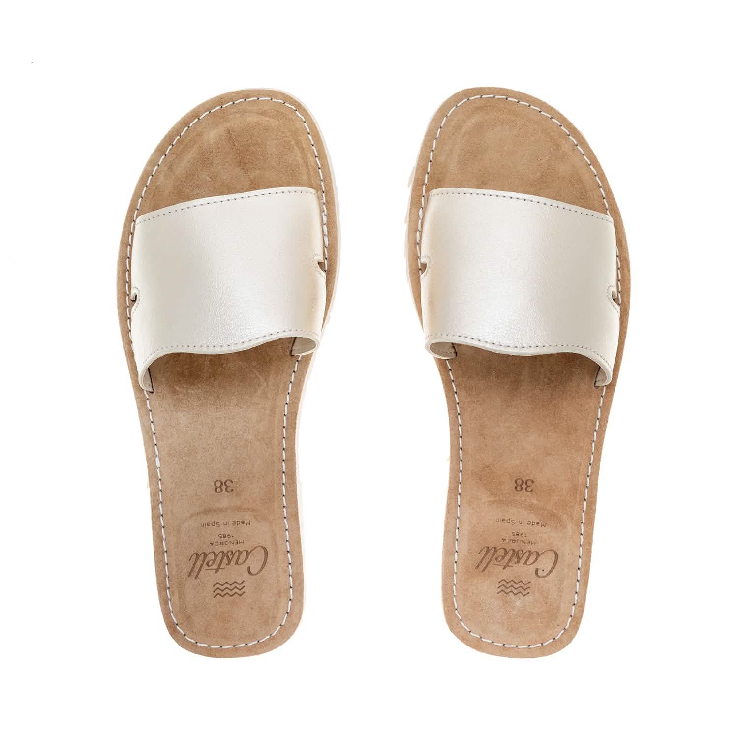 Metallic Leather Menorcan Sandals for Women - Open Toe Comfortable Beach Sandals with Shark ST 2360 A Design | Perfect for Summer Vacations, Beach Outings and Casual Wear