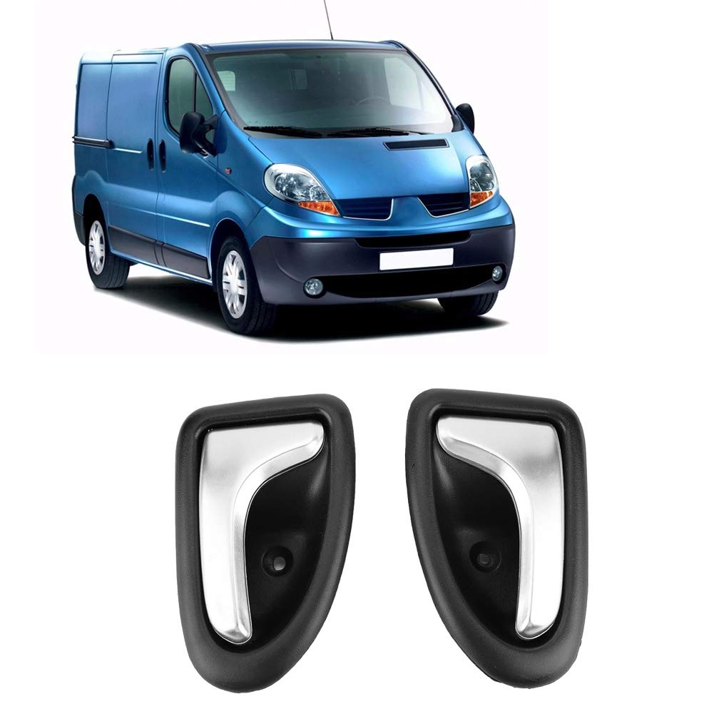 Renault Trafic & Vivaro Sliding Door Window Handle Replacement - Inner Door Handle 8200915599 & Trim Bowl Cover - Compatible with Renault Trafic 20010, Vivaro, Clio, Scenic (1 Pair) - Perfect for Car Interior Door Repair & Maintenance