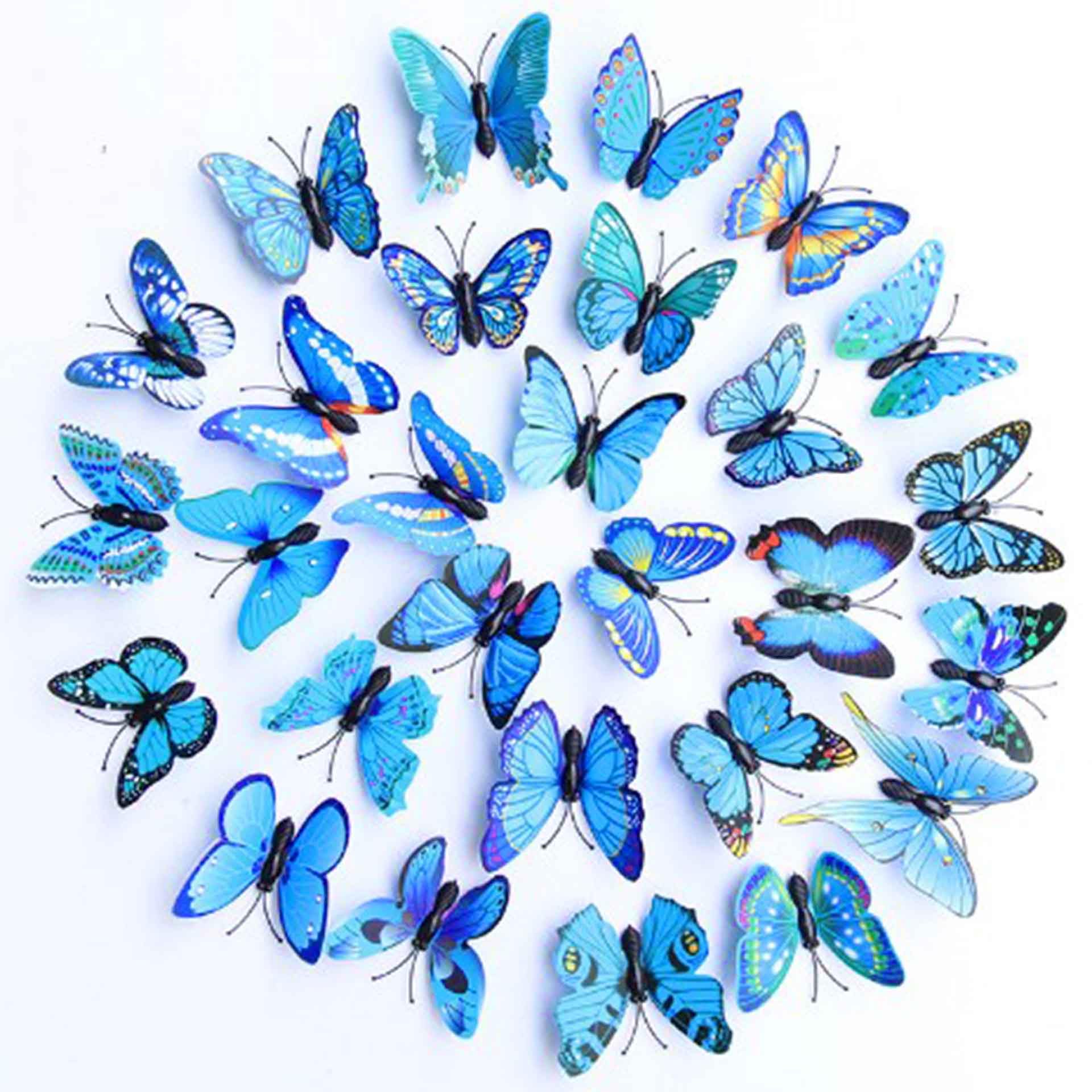 BARTOSI Blue Butterfly Hair Clips for Women & Girls - Cute Hair Accessories Set of 20 - Perfect for Parties, Weddings, School & Daily Wear
