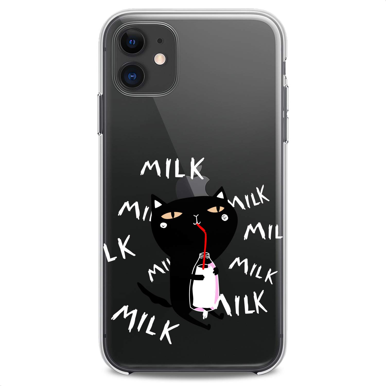 Premium TPU Phone Case for iPhone 16/15/14/13/12/11 Pro Max/Plus/Mini/XS/XR/X/8+/7/6/5/SE - Cute Kawaii Cat Design with Milky Clear Silicone Protection | Slim Fit, Flexible & Durable | Perfect for Everyday Use, Gift Giving & Cat Lovers