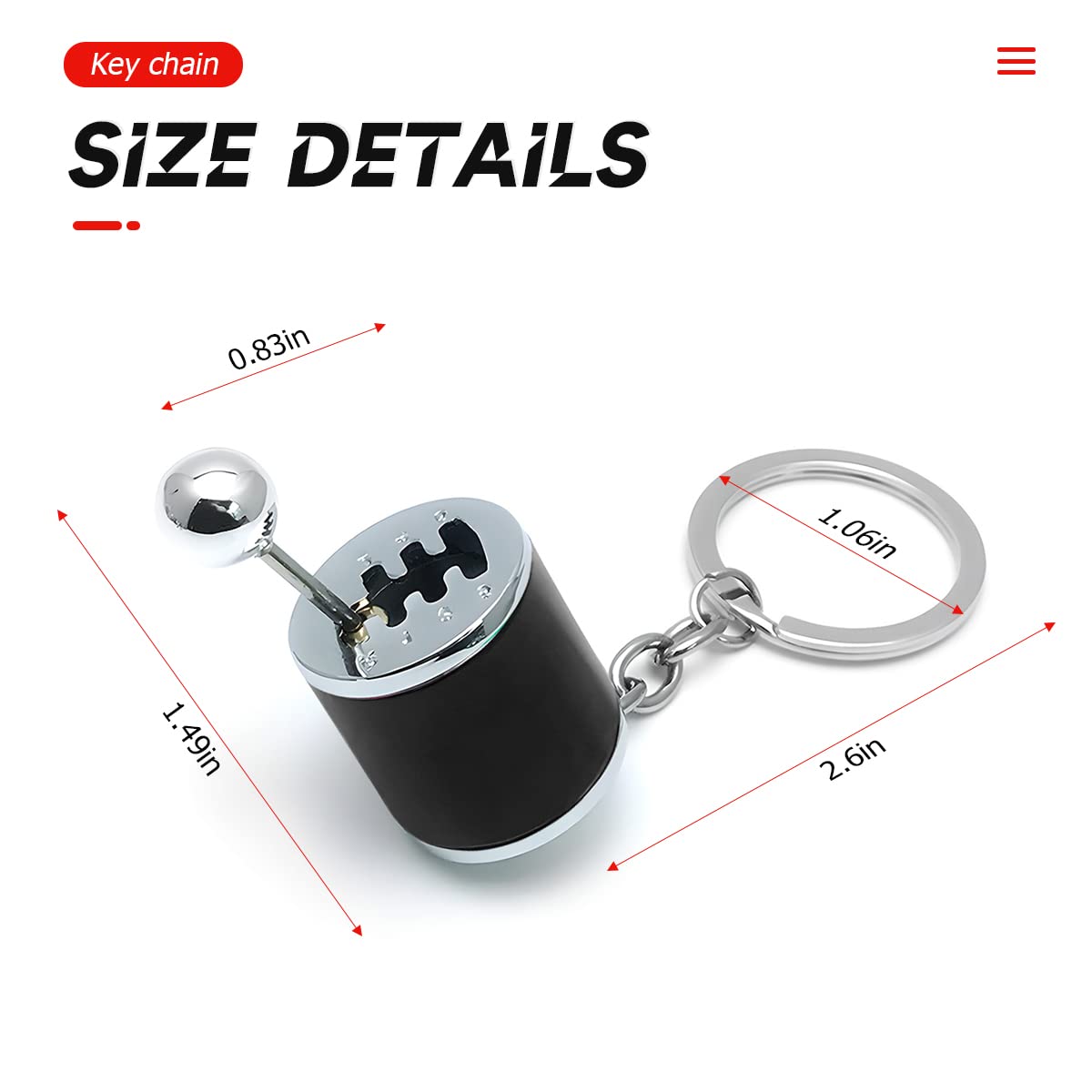 6 Speed Manual Transmission Car Shifter Gear Keychain - Black Shift Lever Keyring Accessory for Car Enthusiasts | Perfect Gift for Gearbox Lovers & Automotive Gifts