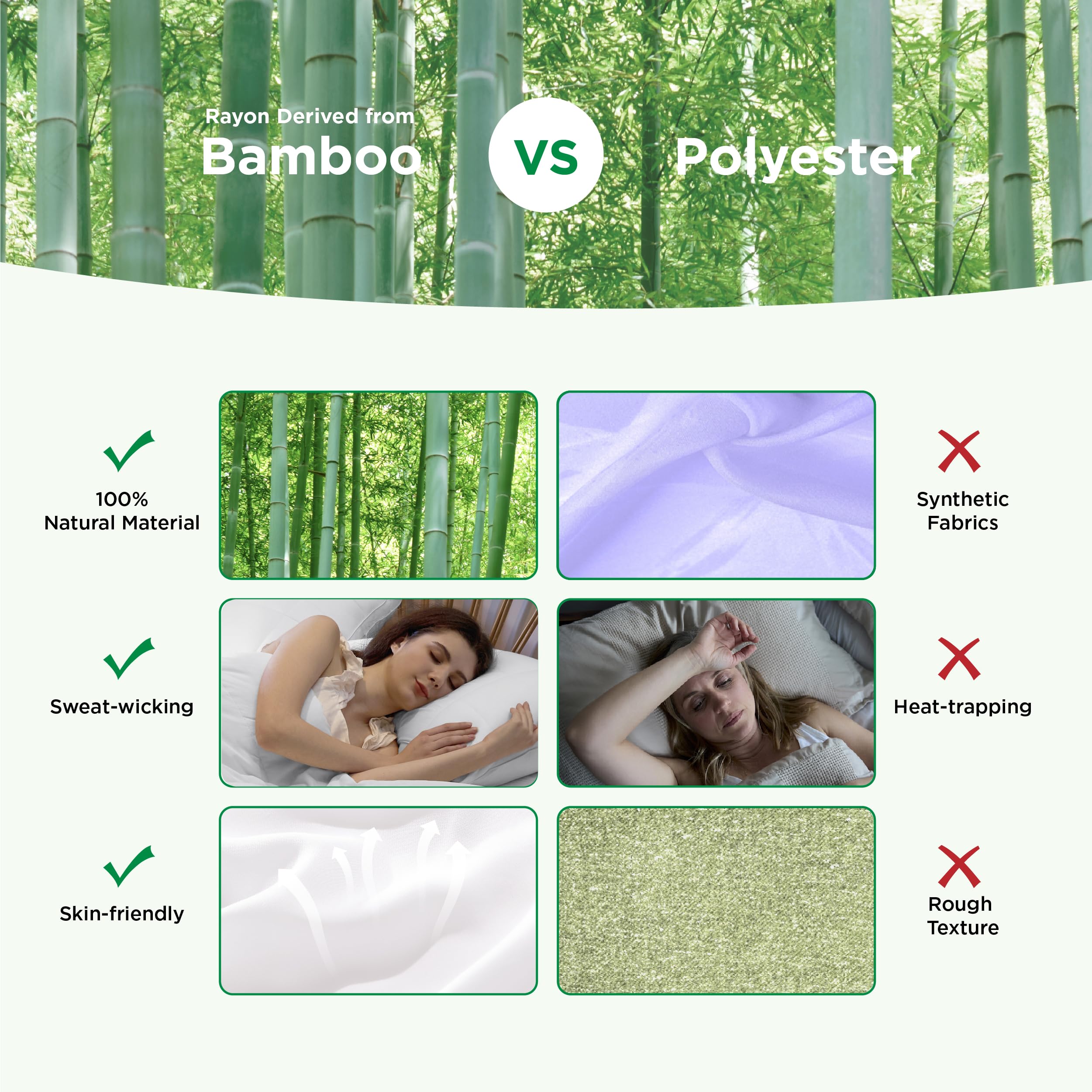 Bedsure Queen Pillows Set of 2 - Cooling Bamboo Cover for Side & Back Sleepers