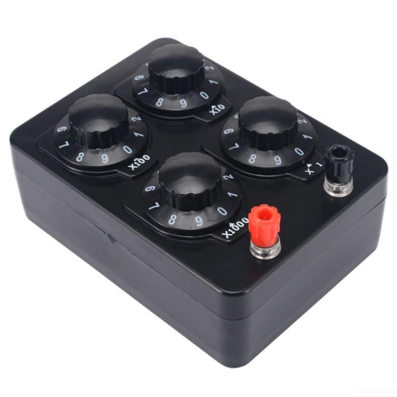 Precision Variable Resistance Decade Box 0-9999 Ohm - Adjustable Resistor Box for Electronics Lab, DIY Projects & Physics Teaching (J2362 Model B) - Ideal for Circuit Testing, Calibration & Educational Experiments