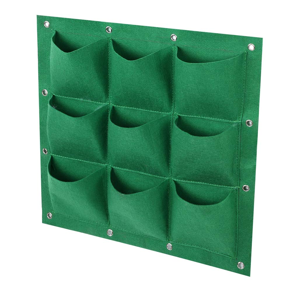 Atyhao 9 Pocket Hanging Planter Bags - Vertical Wall Garden Plant Grow Bags for Indoor/Outdoor Greening (Green) - Perfect for Balcony, Patio, and Small Space Gardening