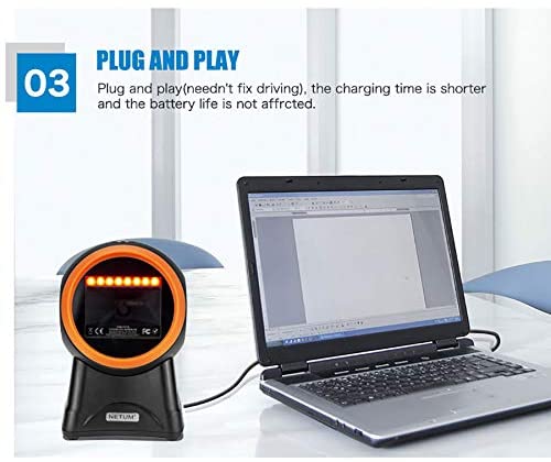 NT 2050M/NT 2055L 2D USB Hands-Free Barcode Scanner for Retail, Warehouse & Inventory Management - Fast Scanning, Plug & Play, Compact Design