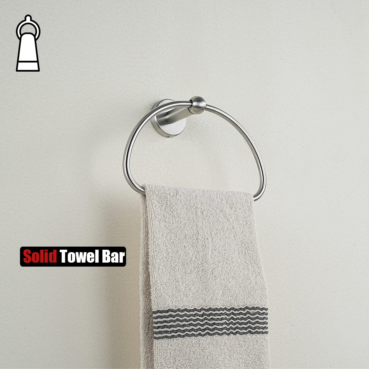 Stainless Steel Towel Ring Holder - 7 Inch Brushed Nickel Wall Mount Bathroom Accessory (TR160-BN) - Perfect for Modern Bathrooms & Powder Rooms