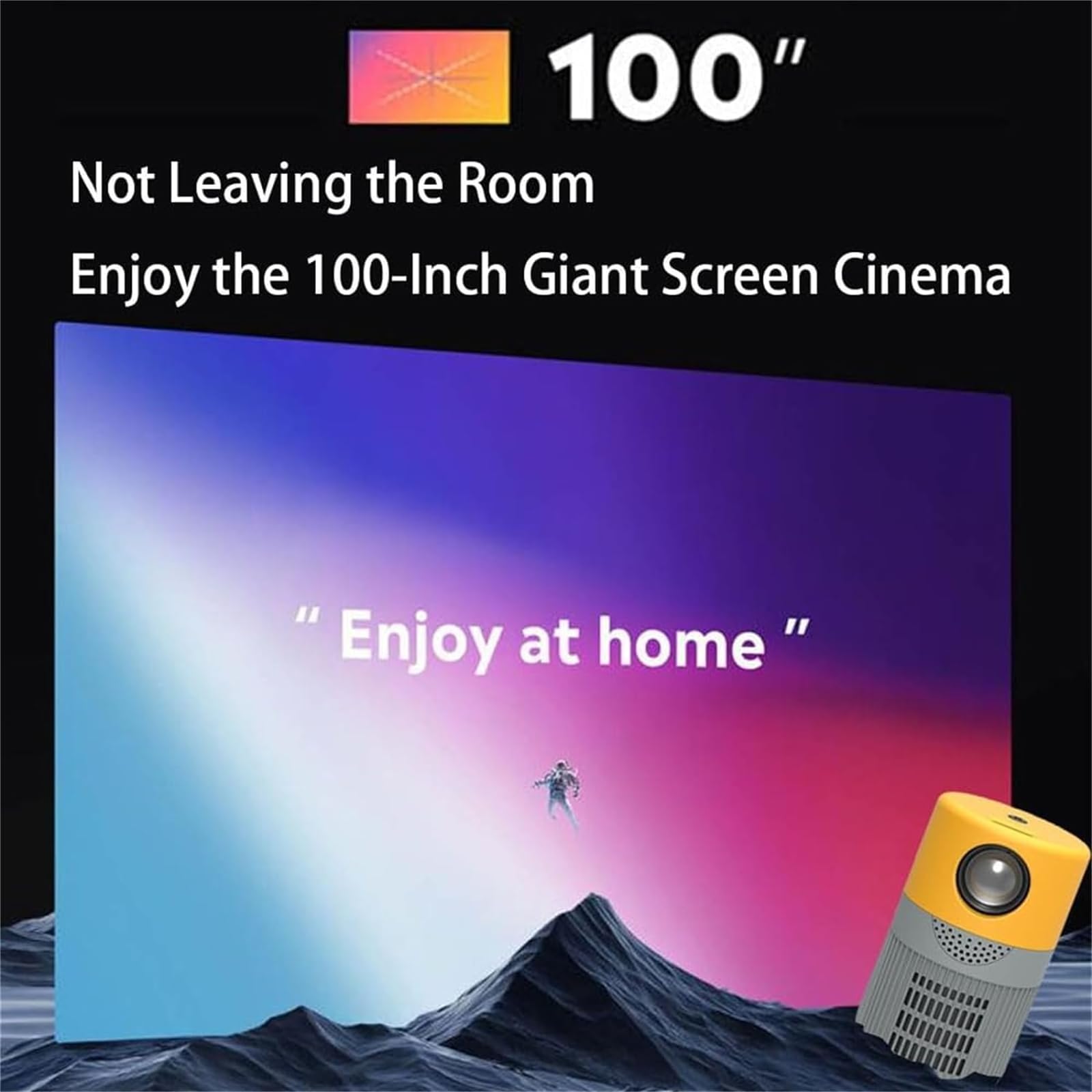4K WiFi Bluetooth Cylinder TV Projector - Portable Mini Home Theater Movie Projector for Indoor Outdoor Movie Nights, Gaming & Presentations (Black)
