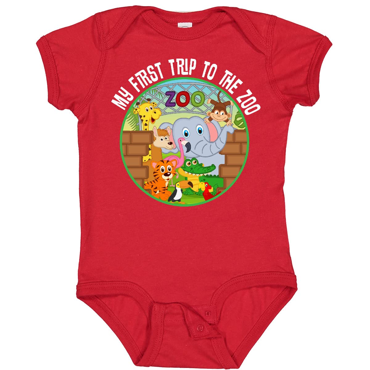 Inktastic 1st Trip to Zoo Animals Baby Bodysuit - Cute Outfit for Baby's First Zoo Visit & Animal-Themed Photoshoots