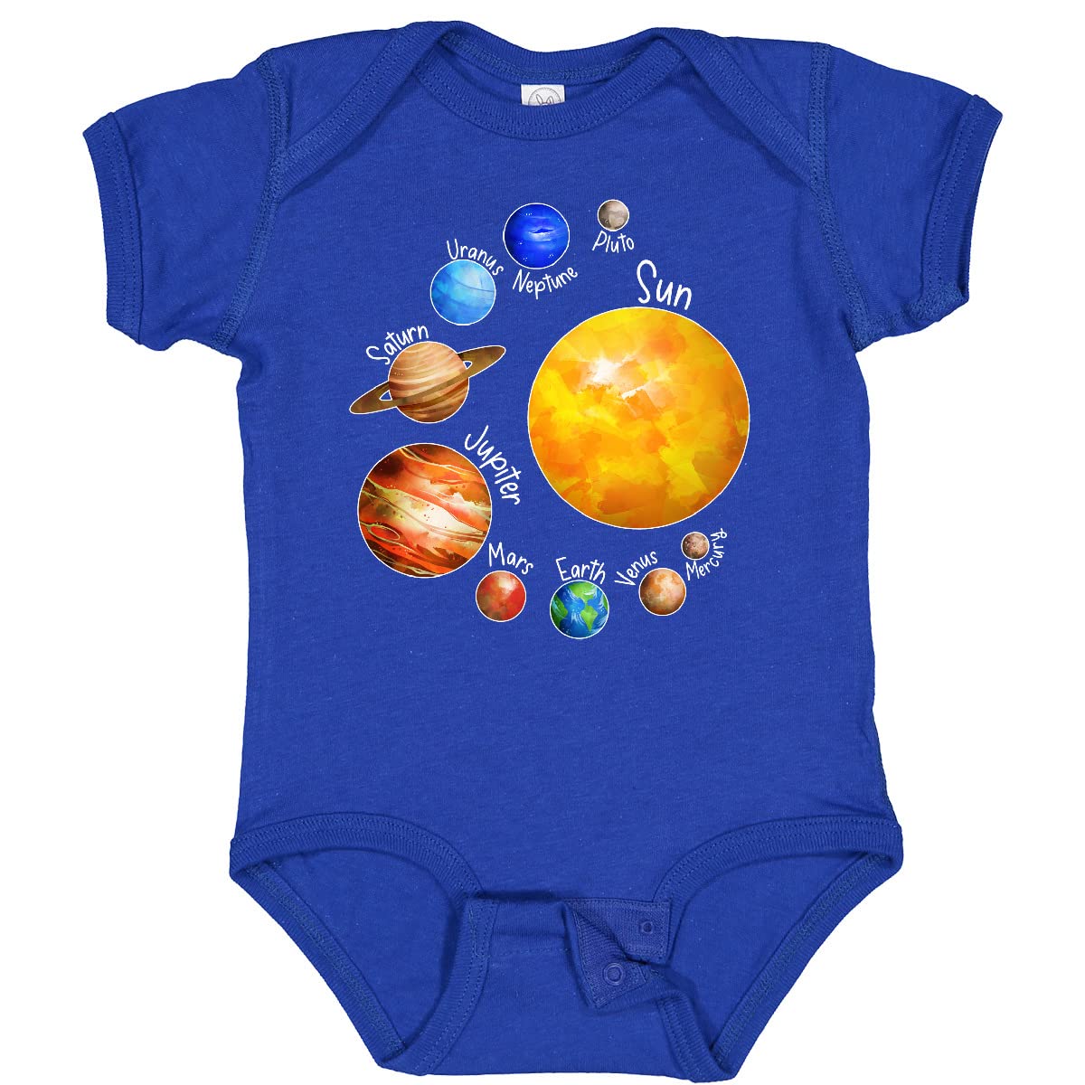 Inktastic Sun and Planets Baby Bodysuit - Cute Space Design with Pluto - Perfect for Astronomy Lovers & Newborn Outfits