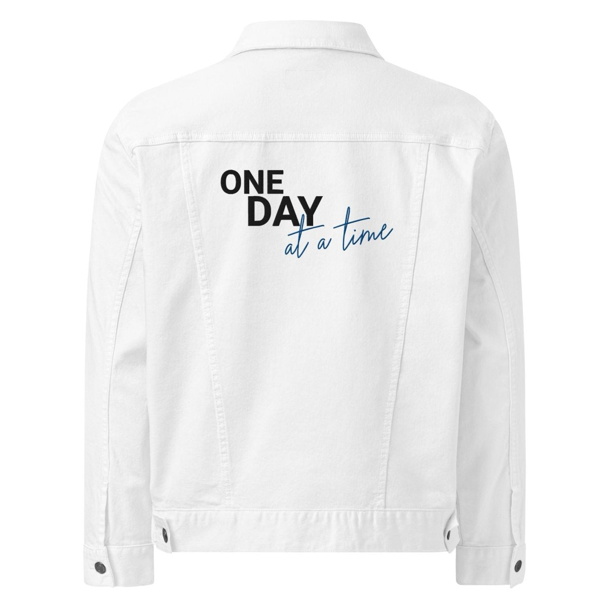 One Day at a Time Denim Jacket - Inspirational Hope & Progress Motivational Jacket for Daily Wear, Work, and Outdoor Activities