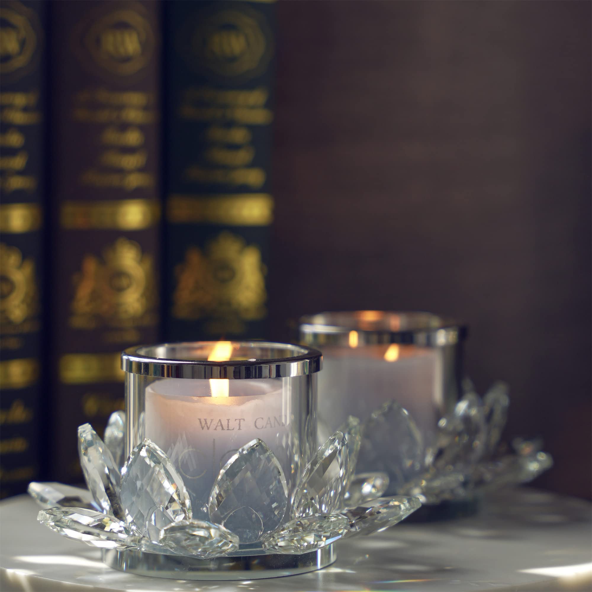 Clear Lotus Hurricane Candle Holder - Set of 2 Elegant Flower Tealight Holders for Home Decor, Wedding Centerpieces & Meditation Spaces