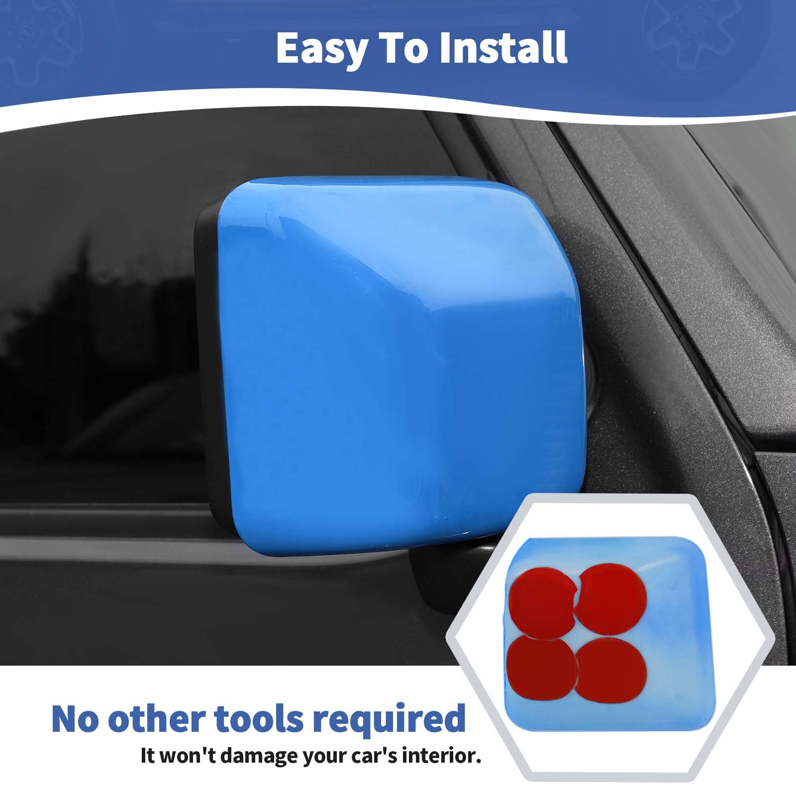 RT-TCZ Baby Blue Side Mirror Cover Trim for Jeep Wrangler JL JLU & Gladiator JT (2018-2024) - Exterior Accessories 2pcs - Enhance Style & Protection for Off-Road Adventures