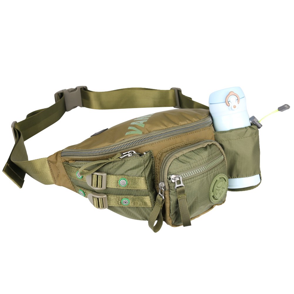 Larswon Waterproof Fanny Pack for Men & Women - Adjustable Sling Bag Waist Pack with Bottle Holder - Running, Hiking, Travel & Outdoor Activities