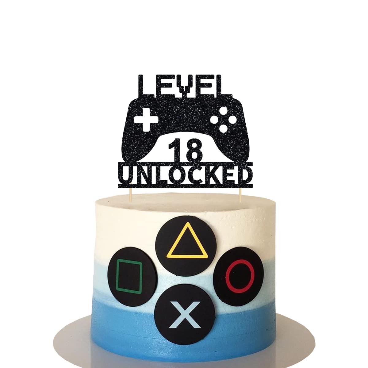 Level 18 Unlocked Cake Topper - Video Game Controller Birthday Decor for 18th Birthday Party | Perfect for Gamer Cakes, Gaming Themed Celebrations & Milestone Birthday Decorations
