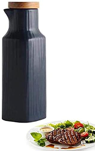 Premium Olive Oil Dispenser Bottle - 400ml Ceramic Oil & Vinegar Cruet with Drip-Free Spout - Handcrafted Blue Ceramic Spice Bottle for Kitchen, Salad Dressing & Gourmet Cooking
