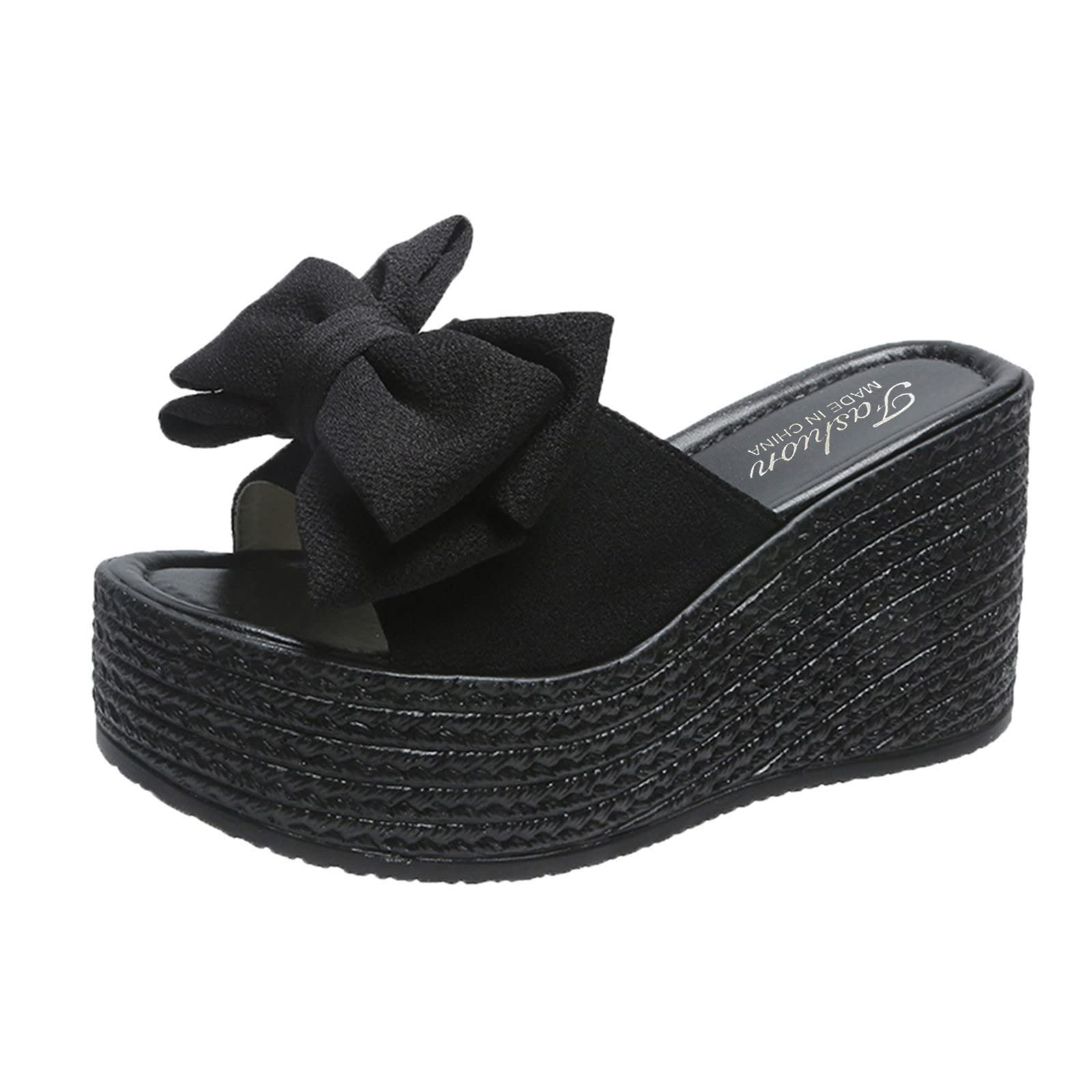 Women's Black Dress Shoes - Summer Casual Breathable Wedge Sandals with Thick Sole | Comfortable & Stylish for Work, Parties & New Moms