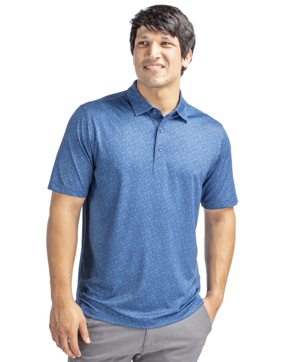 Cutter & Buck Men's Pike Micro Floral Print Polo Shirt - Breathable Quick-Dry Golf & Casual Wear for Outdoor Activities