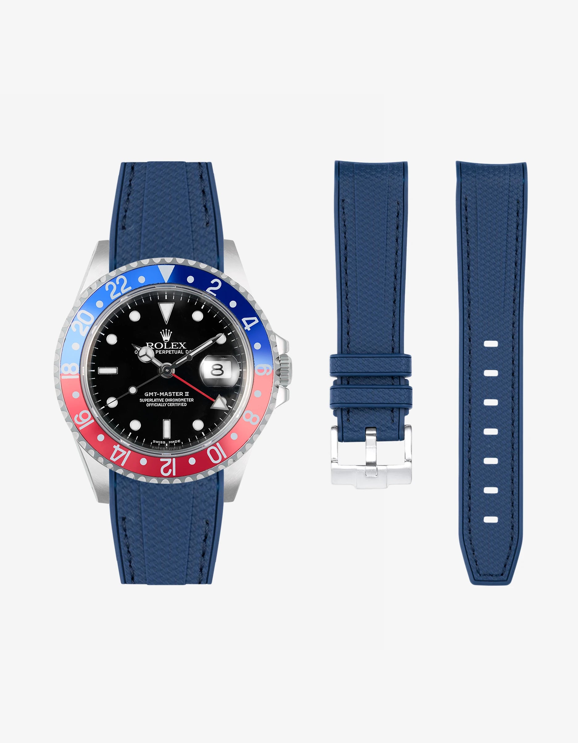 Vertech Premium Rubber Watch Band for Rolex GMT-Master II 16710 Pepsi - Durable Replacement Strap for Diving, Swimming & Outdoor Activities