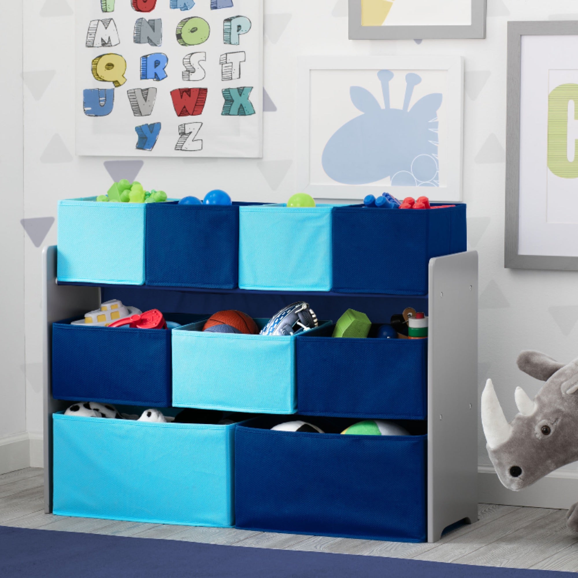 Deluxe Multi Bin Toy Organizer with Storage Bins - Kids Room Organization Solution for Toys, Books & Crafts - Perfect for Playrooms, Daycares & Home Storage