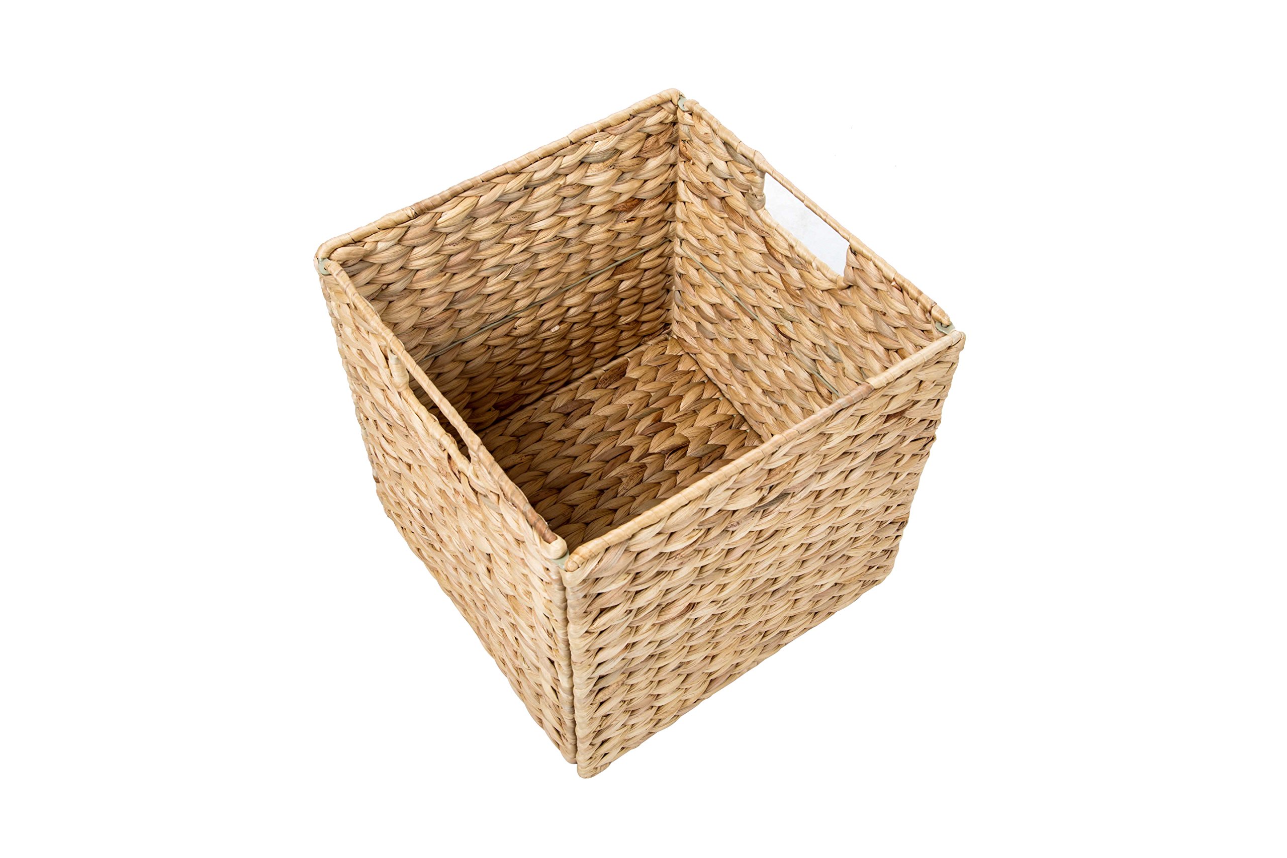 Trademark Innovations 12 Inch Foldable Hyacinth Storage Basket with Sturdy Iron Wire Frame - Perfect for Home Organization, Closet Storage, and Laundry Room Decor