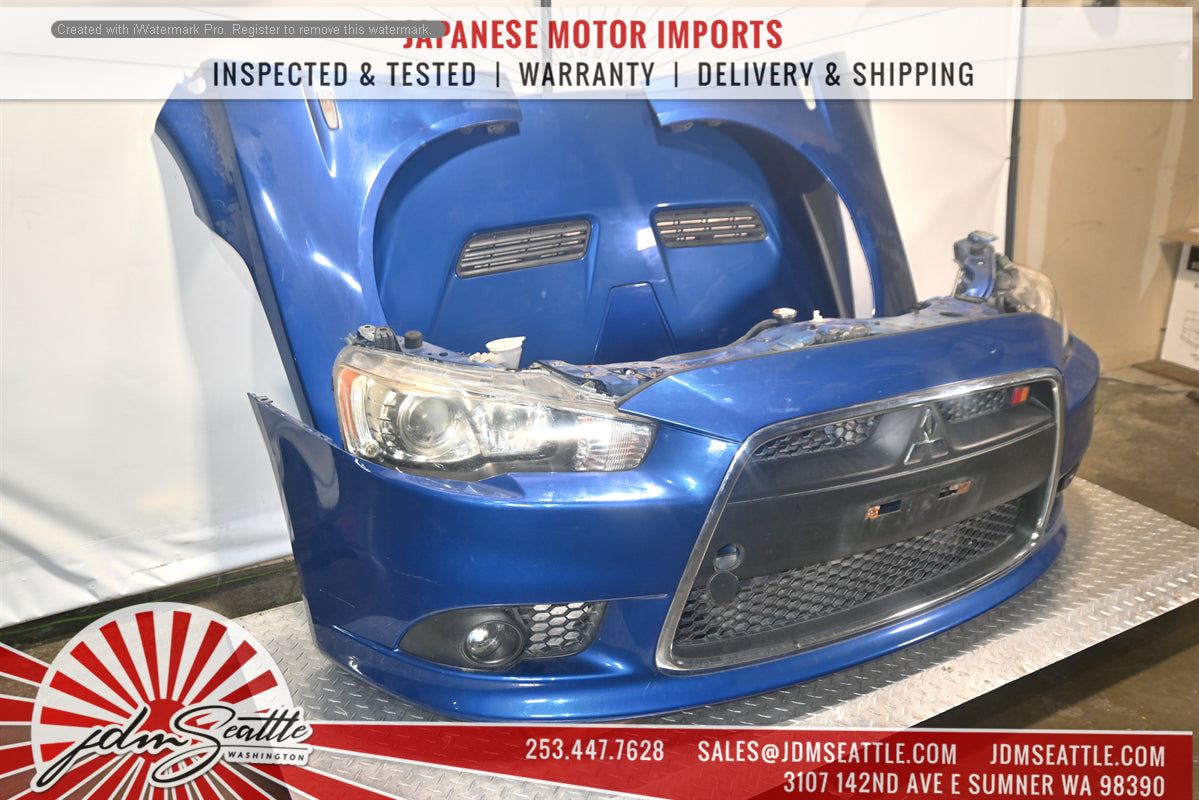 JDM Mitsubishi Lancer Evo X Complete Front End Assembly - Headlights, Core Support, Hood & Fenders | Perfect for Restoration & Performance Upgrades