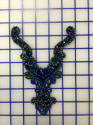 Iridescent Black and Blue/Green/Purple Applique - Elegant Decorative Patch for Clothing, Bags & DIY Crafts | Perfect for Costumes, Fashion Embellishment & Home Decor