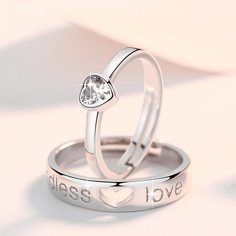 Endless Love Heart Promise Rings for Couples - Sterling Silver 925 Romantic Gift for Her, Wedding, Engagement & Anniversary - Perfect for Valentine's Day & Special Occasions