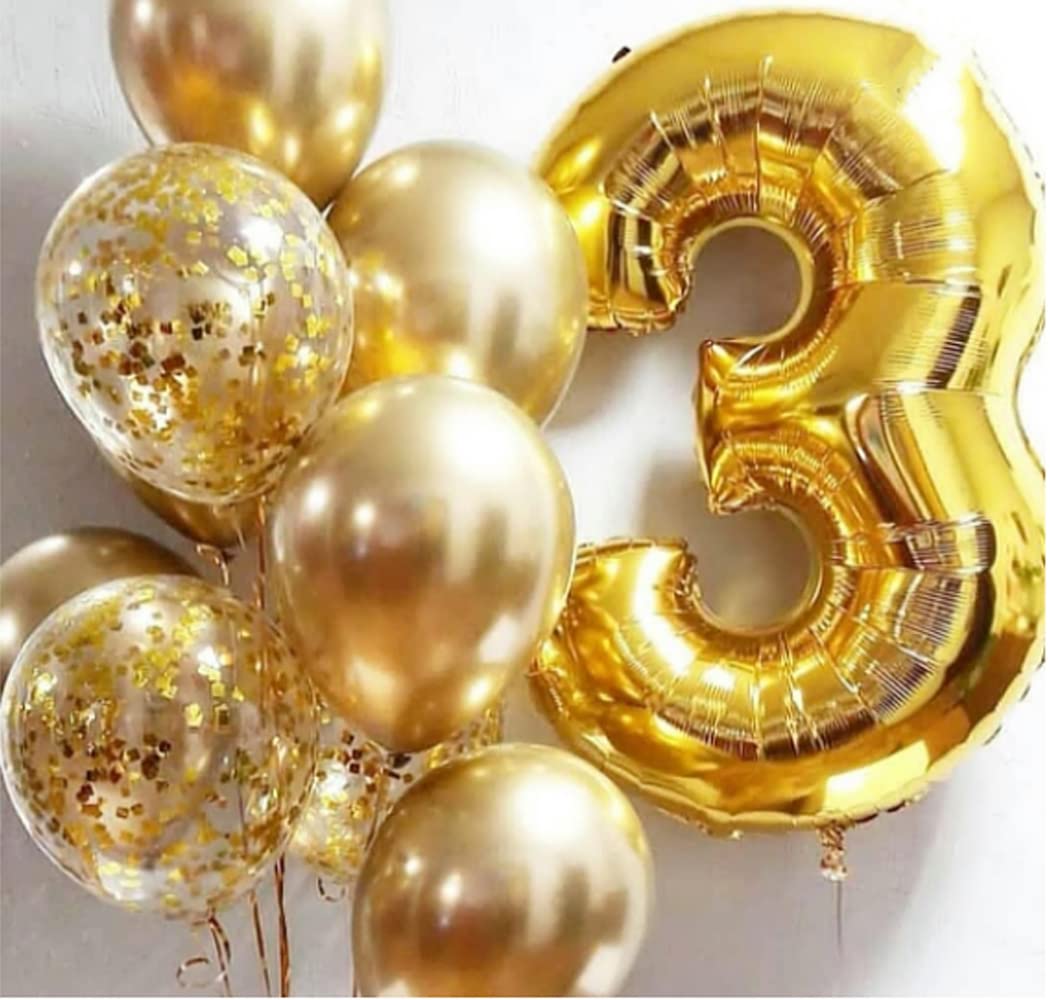 Kyweel 40 Inch Gold Digital Helium Foil Balloons - Elegant Party Decorations for Birthday, Wedding, Mitzvah, Anniversary & Photo Shoot - Perfect for Indoor & Outdoor Celebrations, Baby Showers & Graduation Parties