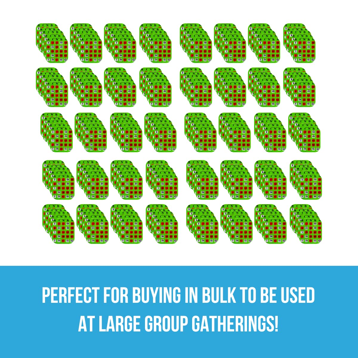 Regal Bingo - 8” x 9” Shutter Slide Bingo Cards - 5-Ply Green Cardstock - Easy to Read Numbers - No Duplicate Cards - Red Sliding Windows - Perfect for Large Groups & Bulk Purchasing - Ideal for Bingo Nights, Fundraisers, Classroom Activities & Senior Center Games