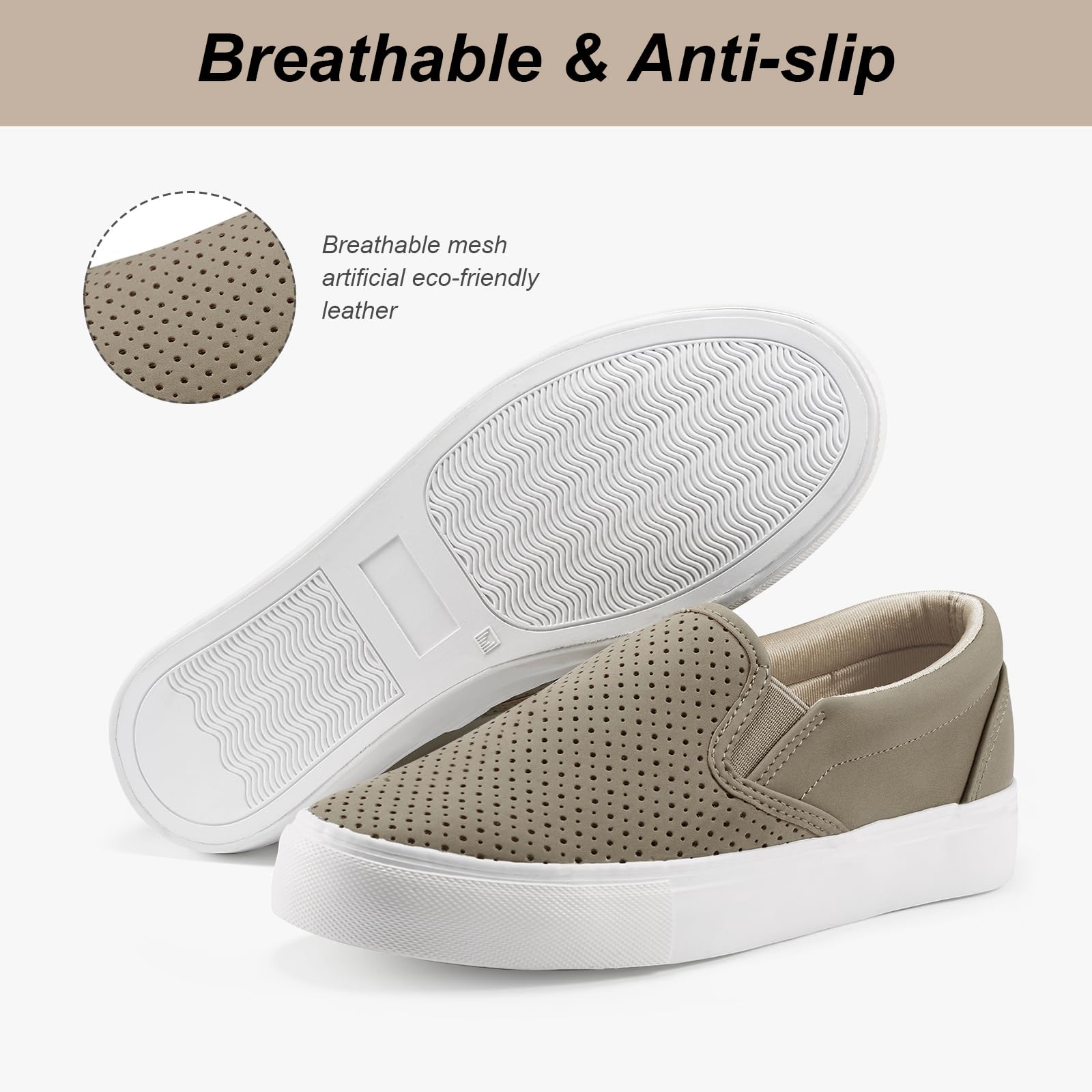 **JENN ARDOR Women's Slip-On Sneakers - Comfortable Memory Foam Walking Shoes - Fashion Loafers for Casual Wear - Perfect for Work, Travel & Everyday Use**