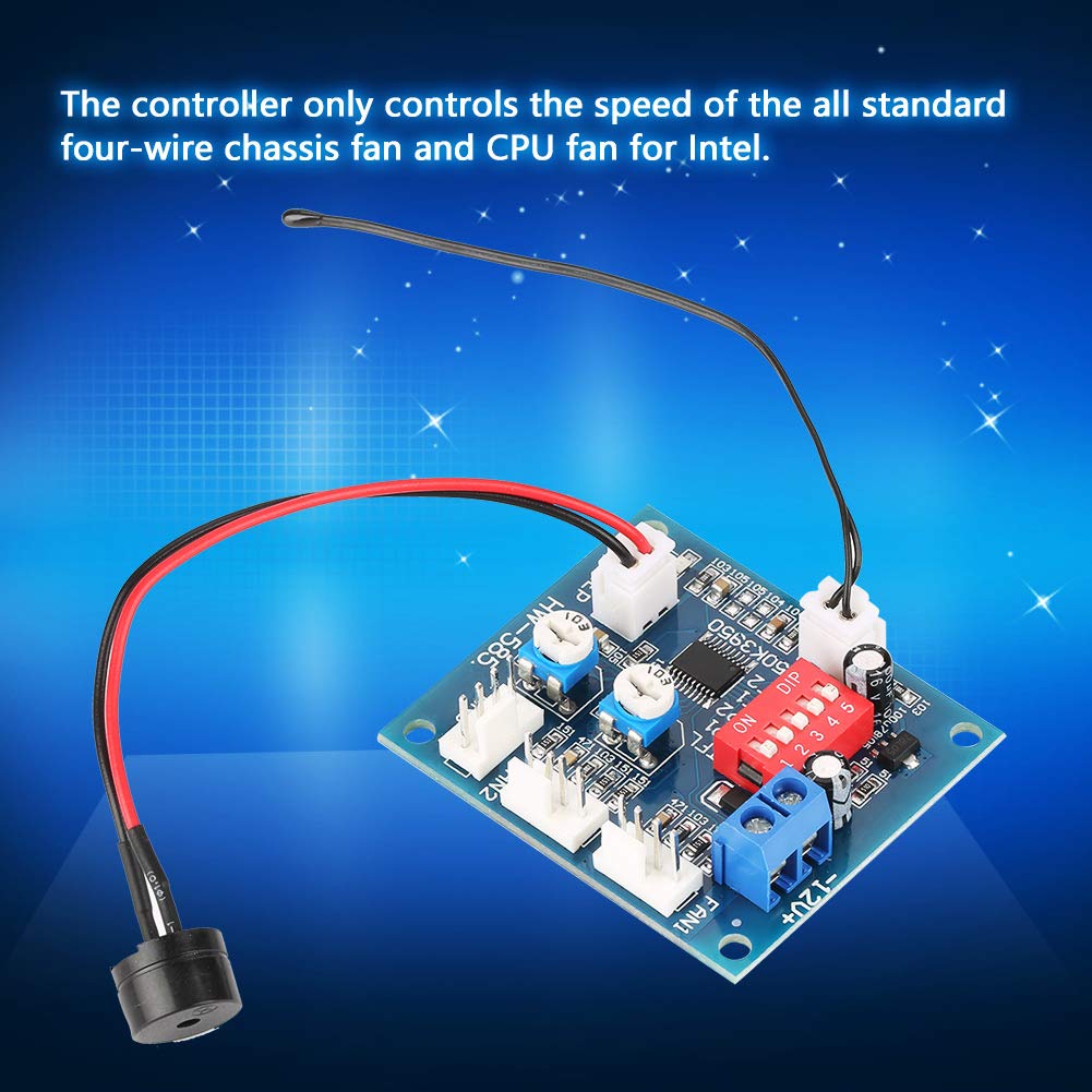 12V PWM Fan Speed Controller Module with Temperature Sensor - Adjustable 4-Wire PC Fan Governor for Cooling Systems, PC Cases, and DIY Electronics Projects