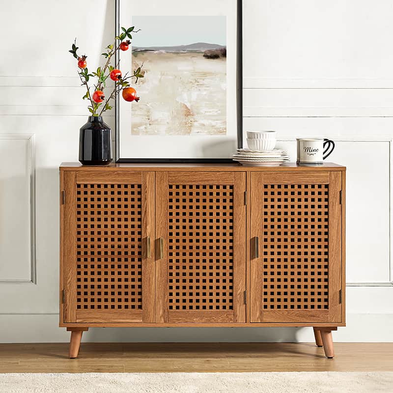 3-Door Accent Entryway Cabinet - Solid Wood Hallway Storage Organizer for Shoes, Coats & Home Decor | Perfect for Entryways, Halls & Living Rooms