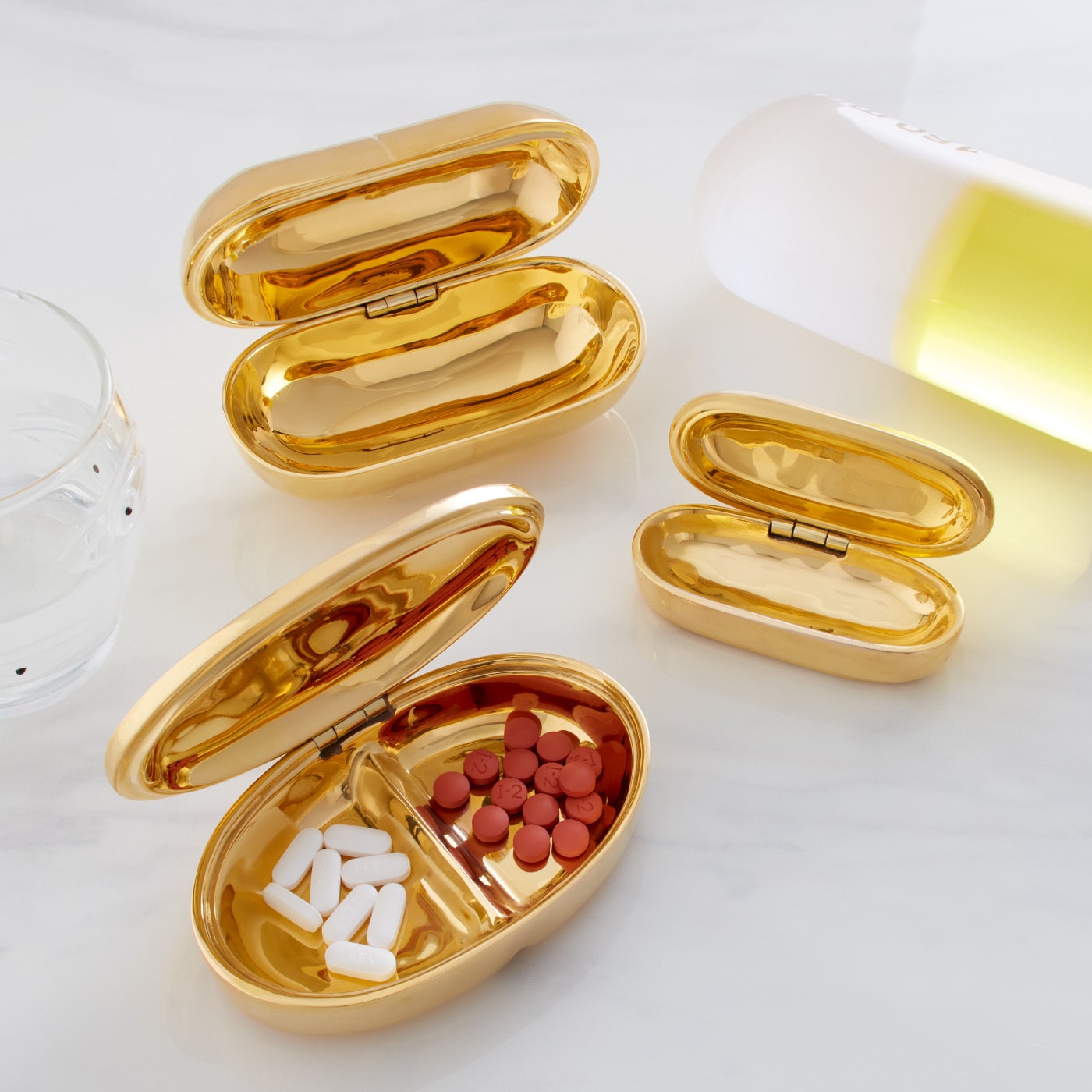 Premium Xanax Brass Pill Box - Compact & Durable Medication Organizer for Travel, Daily Use, and Emergency Storage
