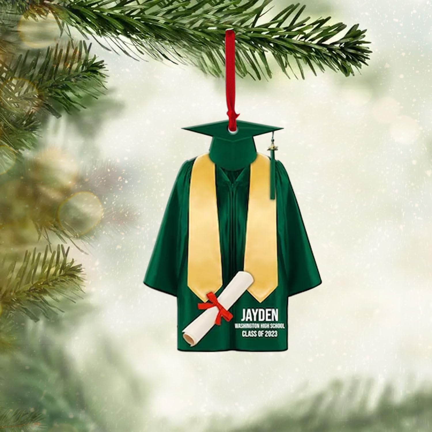 Personalized Graduation Gown Ornament - Custom Graduation Gift for 2023 Graduates - College & High School Keepsake - Perfect as Christmas Ornament & Graduation Decoration - Ideal for Tree Decor, Graduation Party Favors & Commemorative Gifts