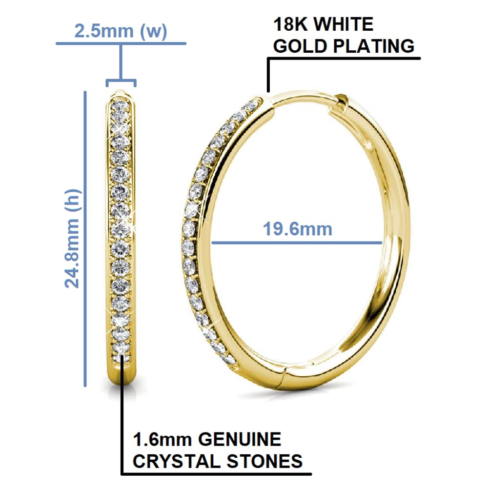 Cate & Chloe 18k Gold Hoop Earrings with Swarovski Crystals - 2 Pairs Luxury Set (Bianca & Grace) - Perfect for Weddings, Parties & Everyday Elegance
