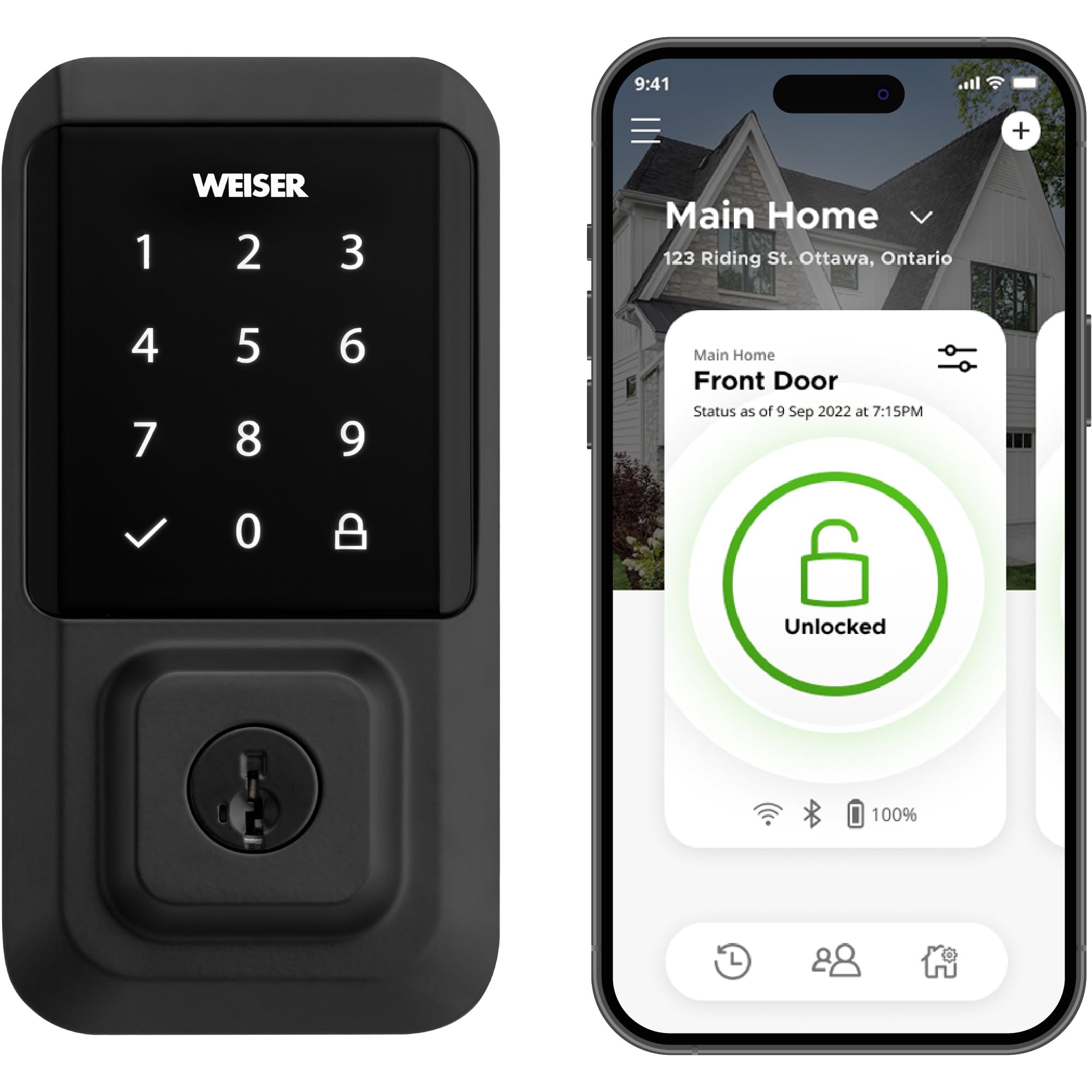 Weiser Halo Matte Black WiFi Smart Lock - Keyless Entry Deadbolt with Touchscreen Keypad | Works with Alexa & Google Assistant | Secure Smart Lock for Front Door, Apartment & Vacation Homes