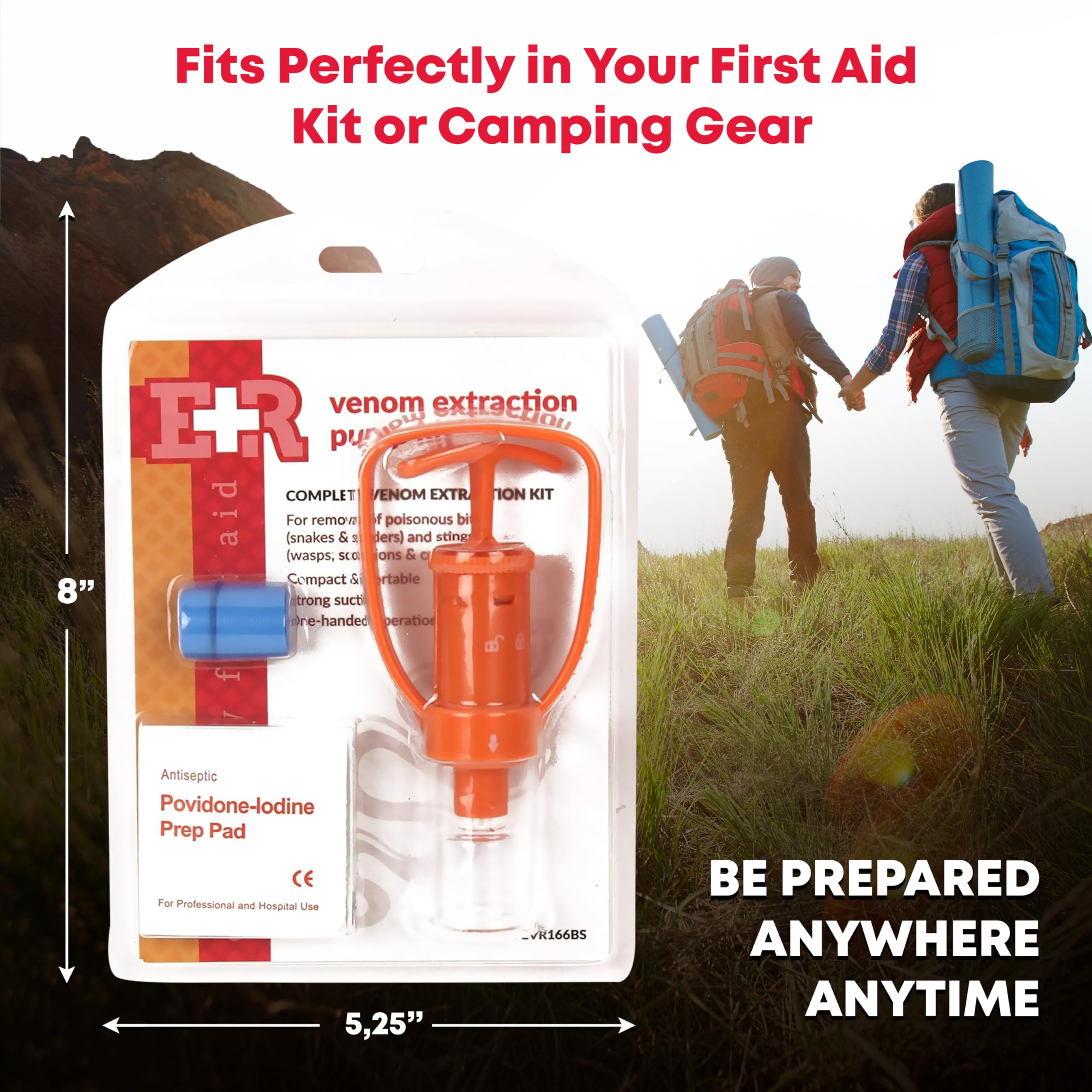 Snake Bite Kit - Emergency First Aid Venom Extractor Suction Pump, Latex-Free - Perfect for Hiking, Camping & Outdoor Adventures