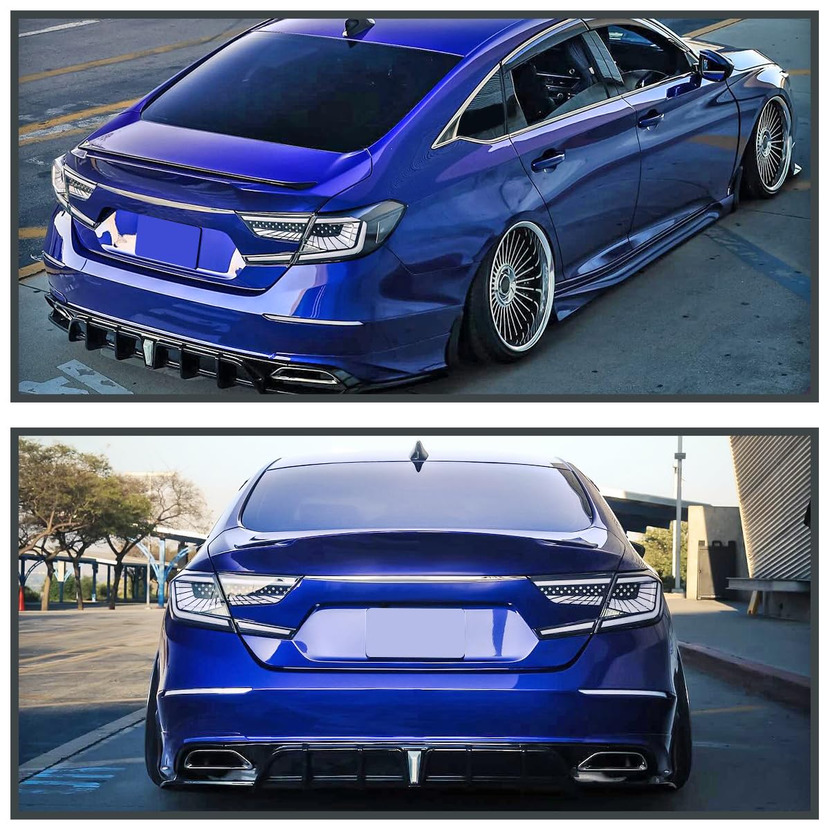 Spec-D Tuning Black LED Sequential Tail Lights with White Light Strips & Startup Animation for 2018-2022 Honda Accord 4-Door Sedan - Left & Right Pair Assembly - Upgrade Your Car's Style & Visibility for Night Driving