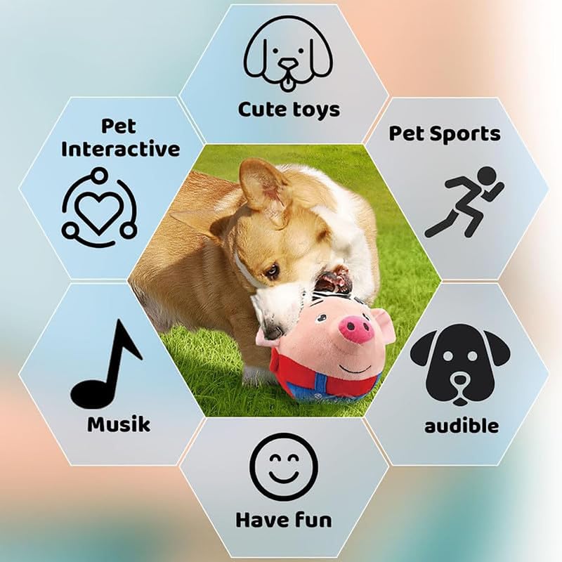 2024 Upgraded Interactive Squeaky Moving Dog Toy - Electronic Bouncing Plush Pig with Sound, Washable Pet Puppy Toy for Boredom Relief | Perfect for Indoor Play, Training & Bonding with Your Dog