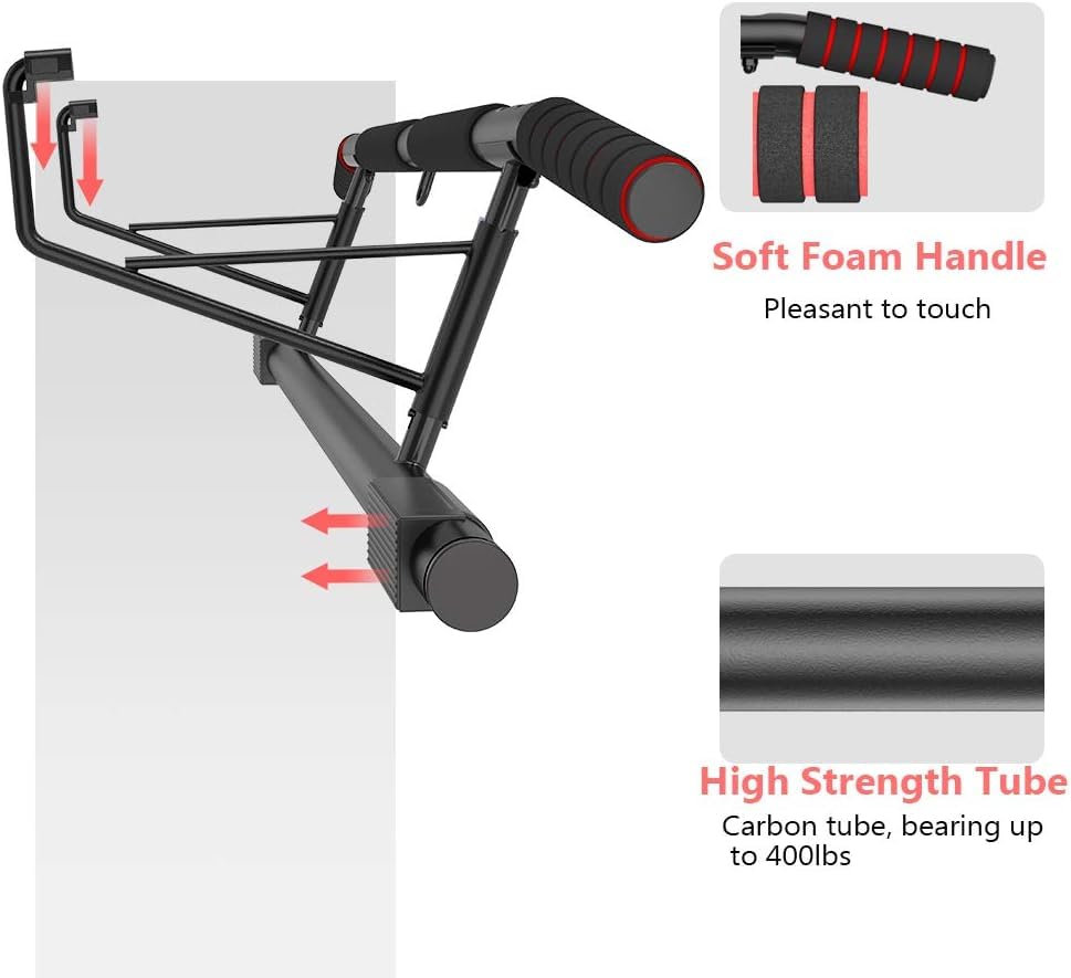 AmazeFan Pull Up Bar for Doorway - Ergonomic Multi-Angle Grip Chin-Up Bar for Home Gym - 2024 Upgraded Smart Hook System (Fits Most Doors) - Perfect for Strength Training, Bodyweight Exercises & Home Workouts