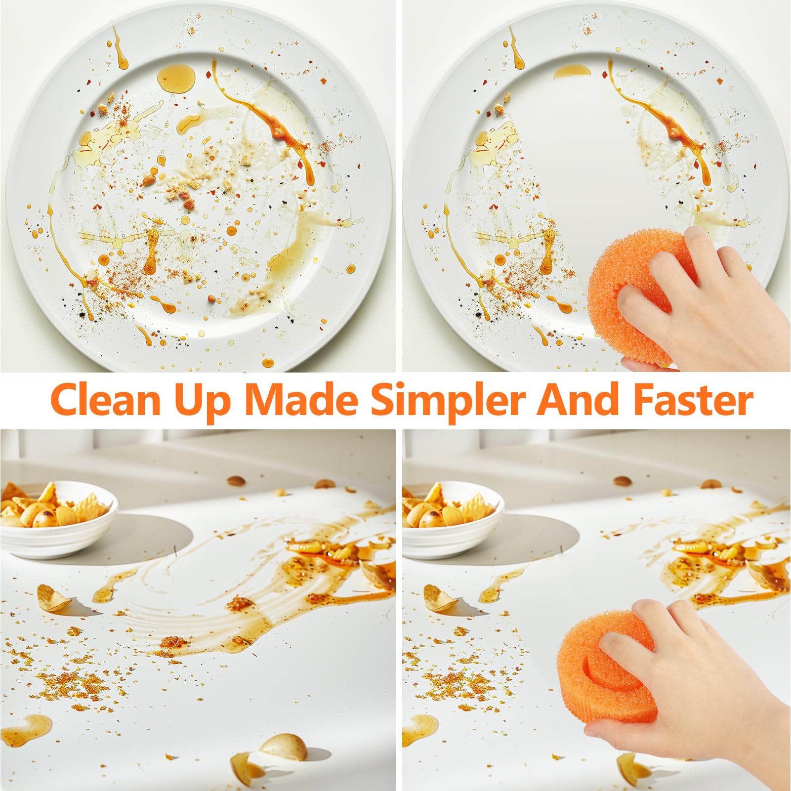 Scratch-Free Dish Sponges (6 Pack) - BPA Free Kitchen & Bath Scrubbers for Odor Control