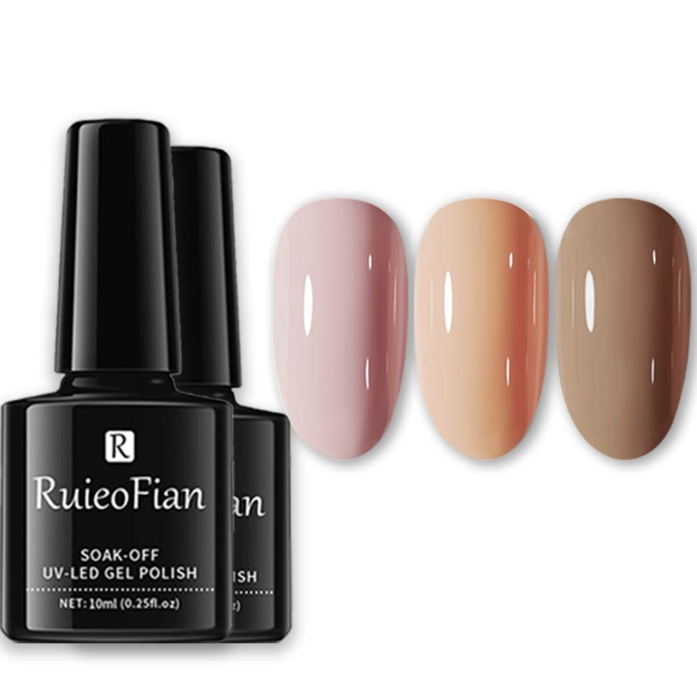 BINGBRUSH 3 Pcs Gel Nail Polish Kit - 10ML Nude Gel Polish Set, Long Lasting High Shine Soak Off Nail Lacquer for Natural Nails, LED/UV Lamp Compatible for Salon & DIY Manicure at Home - Perfect for Nail Art Designs, Parties, Weddings & Everyday Wear